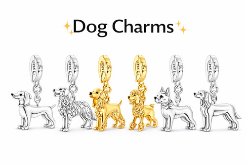 Charms cane più razze argento